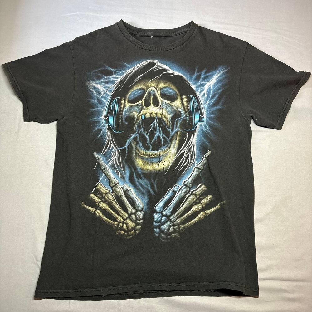 Y2k skull black graphic t shirt